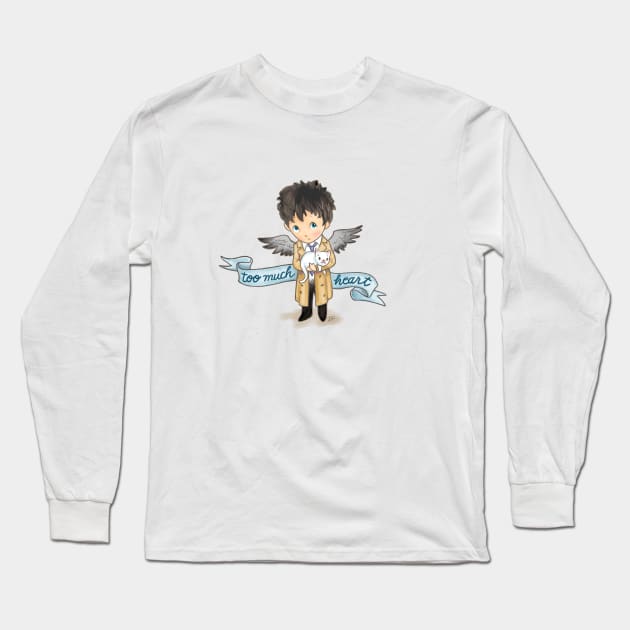 Too Much Heart Castiel Long Sleeve T-Shirt by ArtsyDenise